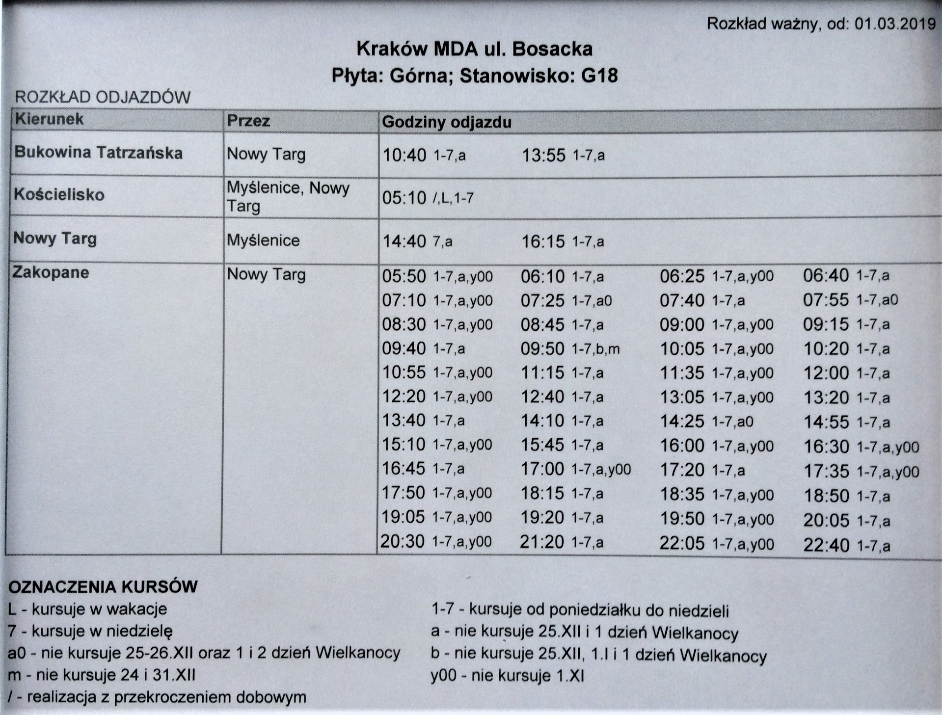 timetable